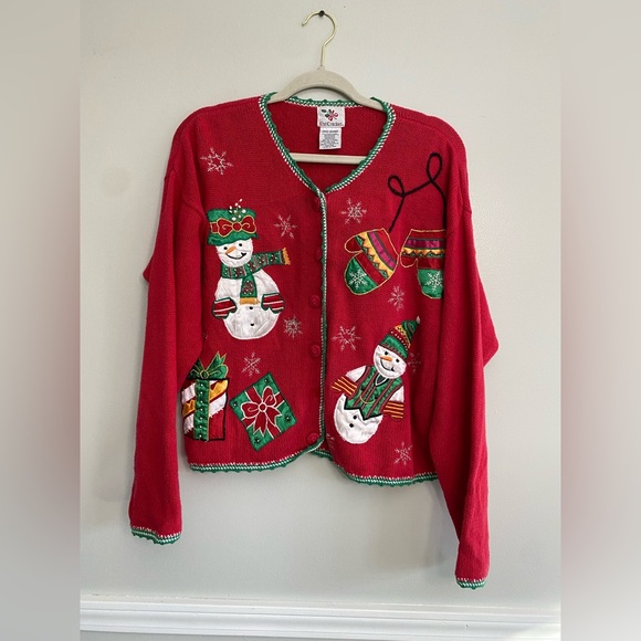 nutcracker Sweaters - Nutcracker Festive Red Snowman Cardigan